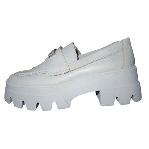 ALDO White Grandwalk Chunky Lug Sole Vegan Patent leather Embellished Loafers 7